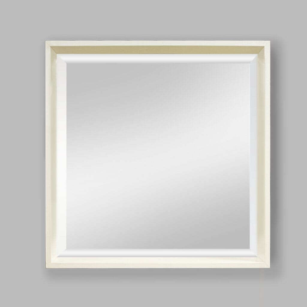 Nova White Natural Wood Square Wall Mirror - 545 x 545mm Mirror Leather Gallery White 545 x 545 mm