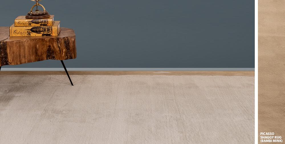 Picasso Shaggy Rug (Bambi Mink) Carpets Leather Gallery