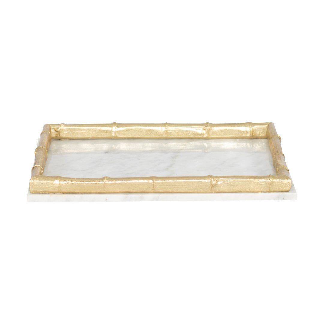 Pinto Bamboo Marble Tray Ornament Leather Gallery Gold 9 x 9 x 32cm