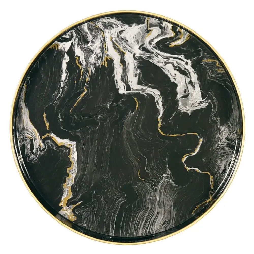 Quinn Round Tray Black & White - Large - Large - Trays