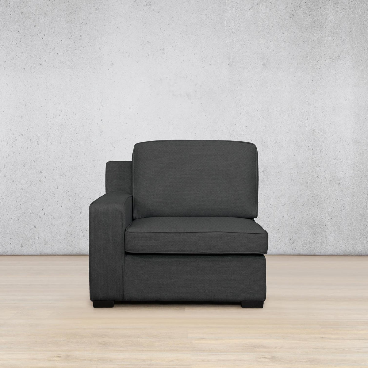 Rome 1 Seater 1 Arm Fabric Couch - Left Hand Facing - Kenya Charcoal | Fabric Couches, grey couch, sofas and couches
