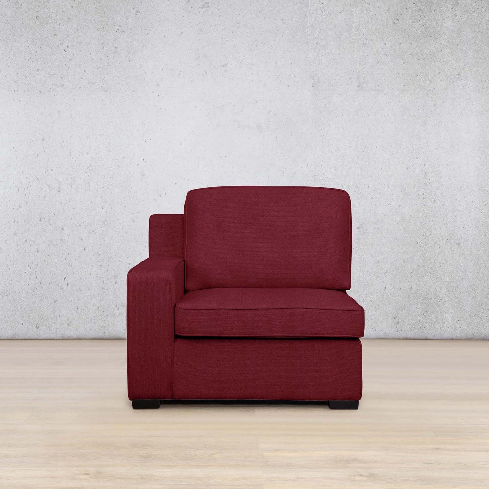 Rome 1 Seater 1 Arm Fabric Couch - Left Hand Facing - Kenya Red | Couches, single couch, fabric couches, bedroom couch