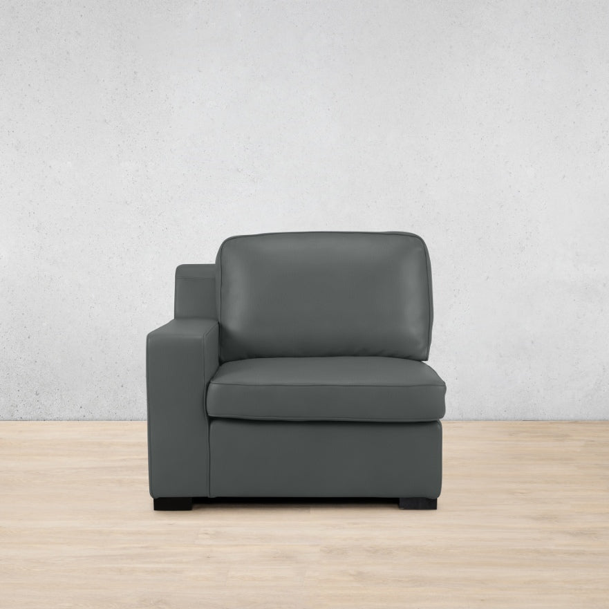 Rome 1 Seater Leather 1 Arm Couch - LHF - Flux Grey - Leather Armchair