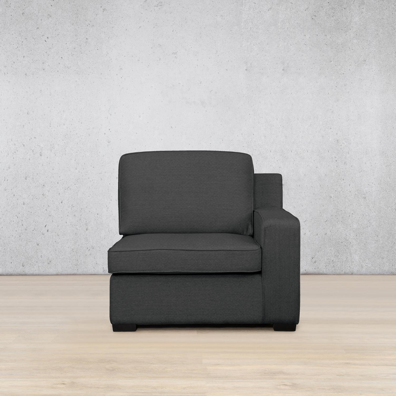 Rome Fabric 1 Seater Sofa Right Hand Facing (RHF) - Kenya Charcoal | Fabric Couches, sofas and couches, grey couch, single couch
