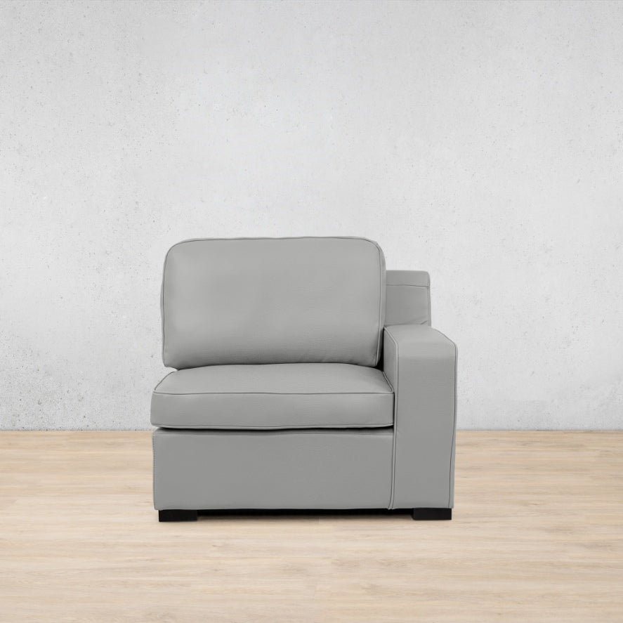 Rome 1 Seater Leather 1 Arm Couch - RHF - Manatee Grey - Leather Armchair