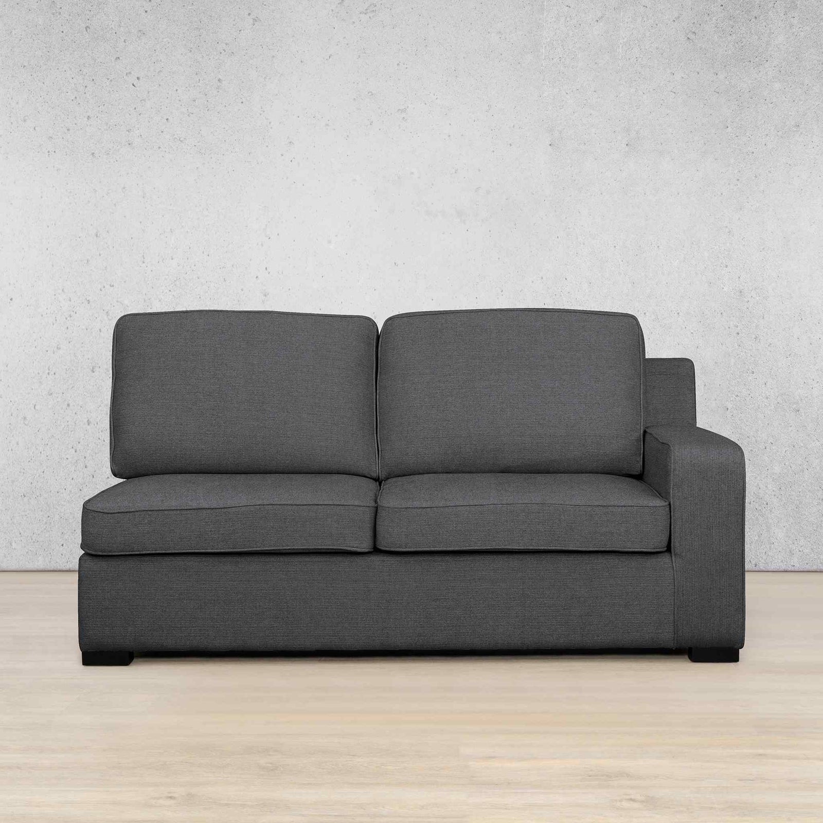Rome Fabric - 2 Seater Left Arm Leather Gallery Space Grey