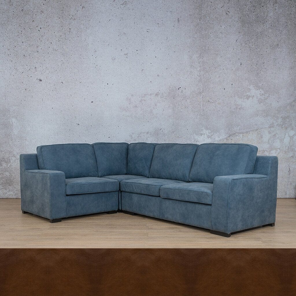 Rome 4 Seater L-Shape Sofa - LHF Leather Sofa Leather Gallery Czar Pecan