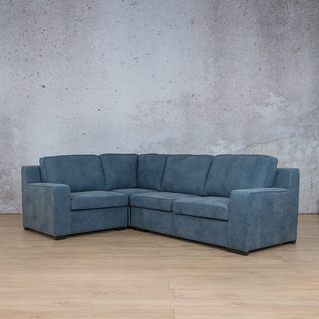 Rome 4 Seater L-Shape Sofa - LHF Leather Sofa Leather Gallery Flux Blue