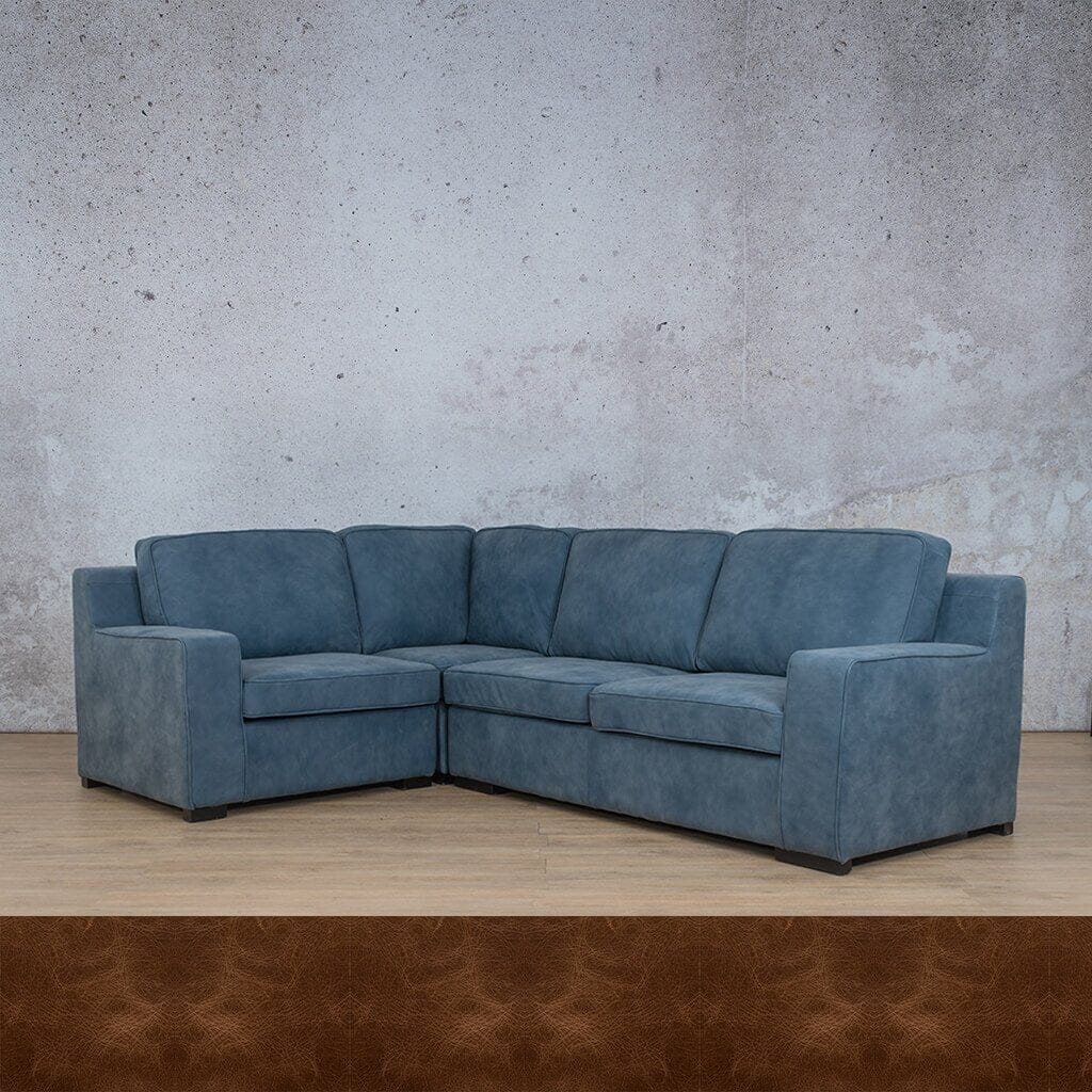 Rome 4 Seater L-Shape Sofa - LHF Leather Sofa Leather Gallery Royal Cognac