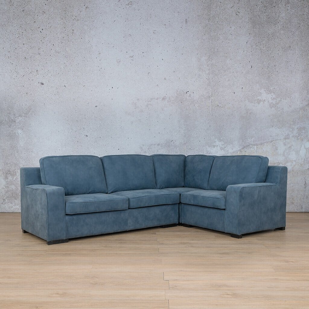 Rome 4 Seater L-Shape Sofa - RHF Leather Sofa Leather Gallery Flux Blue