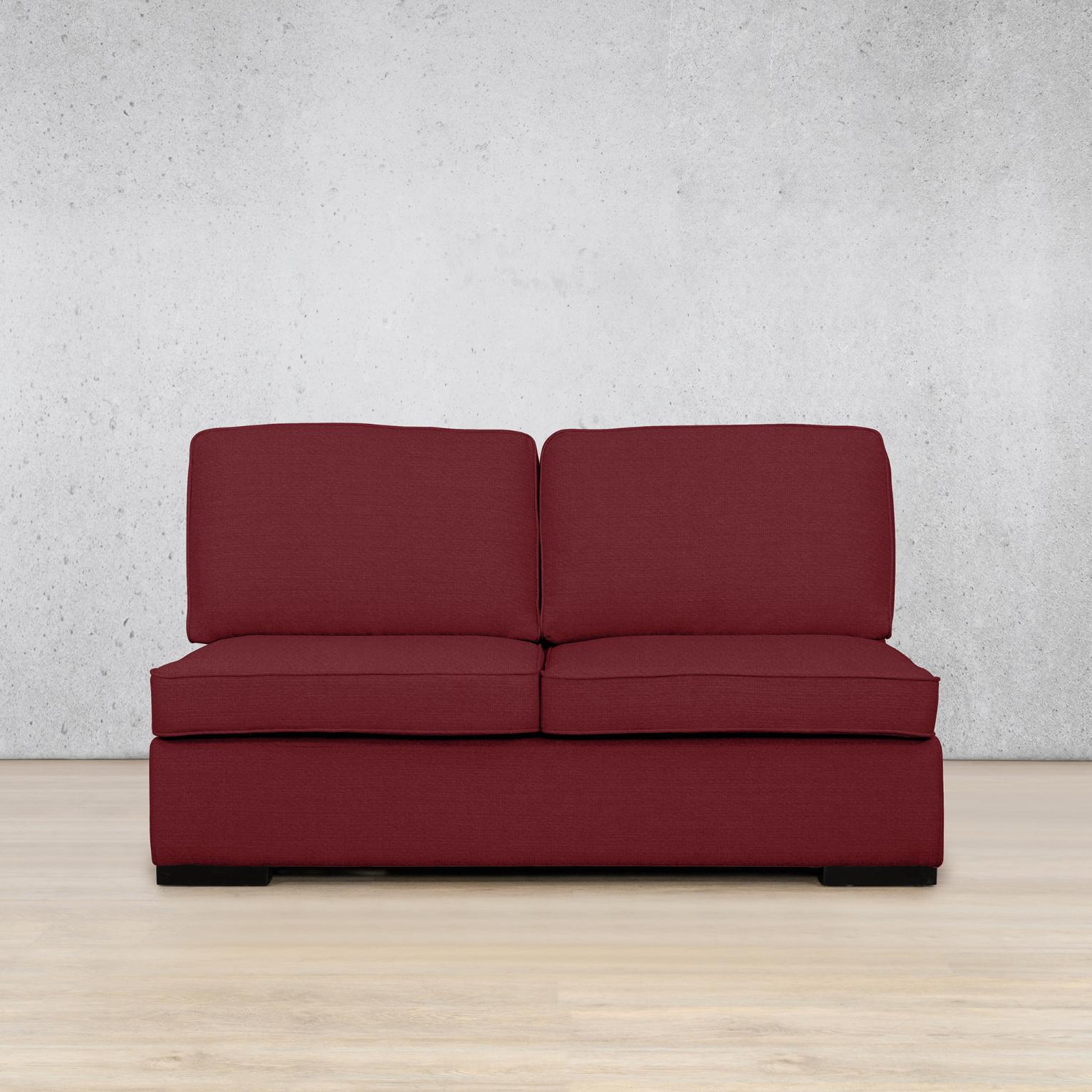 Rome Fabric Armless 2 Seater Fabric Sofa Leather Gallery | Deep Cherry