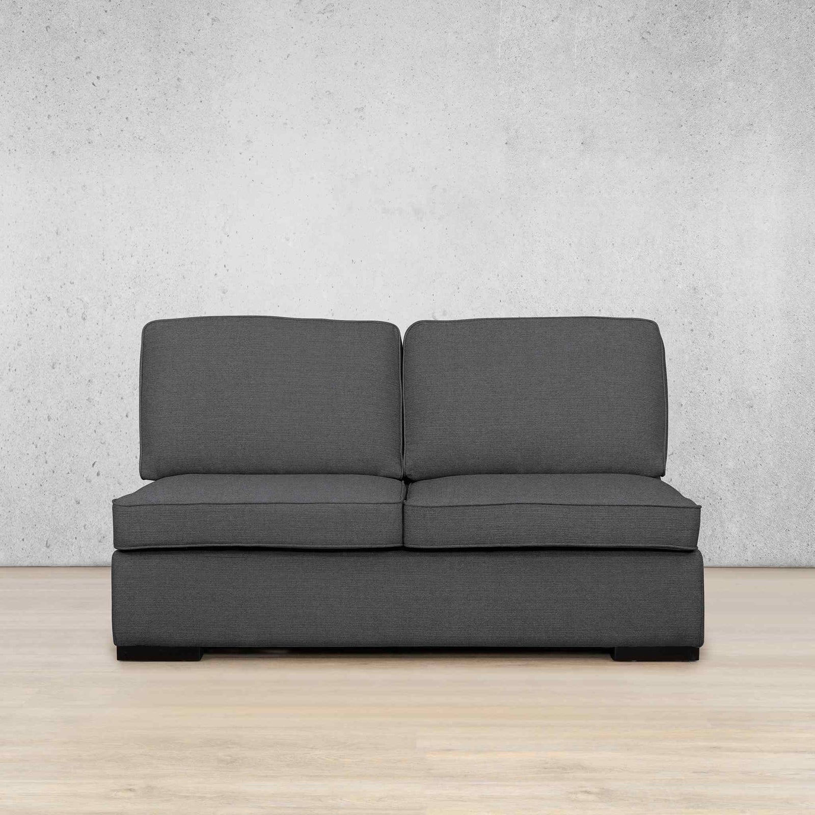 Rome Fabric Armless 2 Seater Fabric Sofa Leather Gallery Space Grey