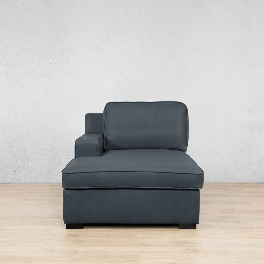 Rome Leather Chaise 1 Arm - LHF - Bedlam Blue Night - Leather Chaise Armchair