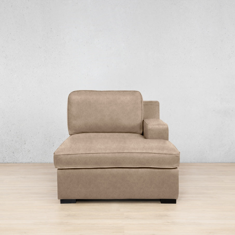 Rome Leather Chaise 1 Arm - RHF - Almond - Leather Chaise Armchair