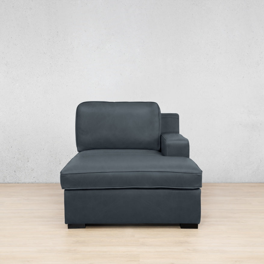 Rome Leather Chaise 1 Arm - RHF - Bedlam Blue Night - Leather Chaise Armchair