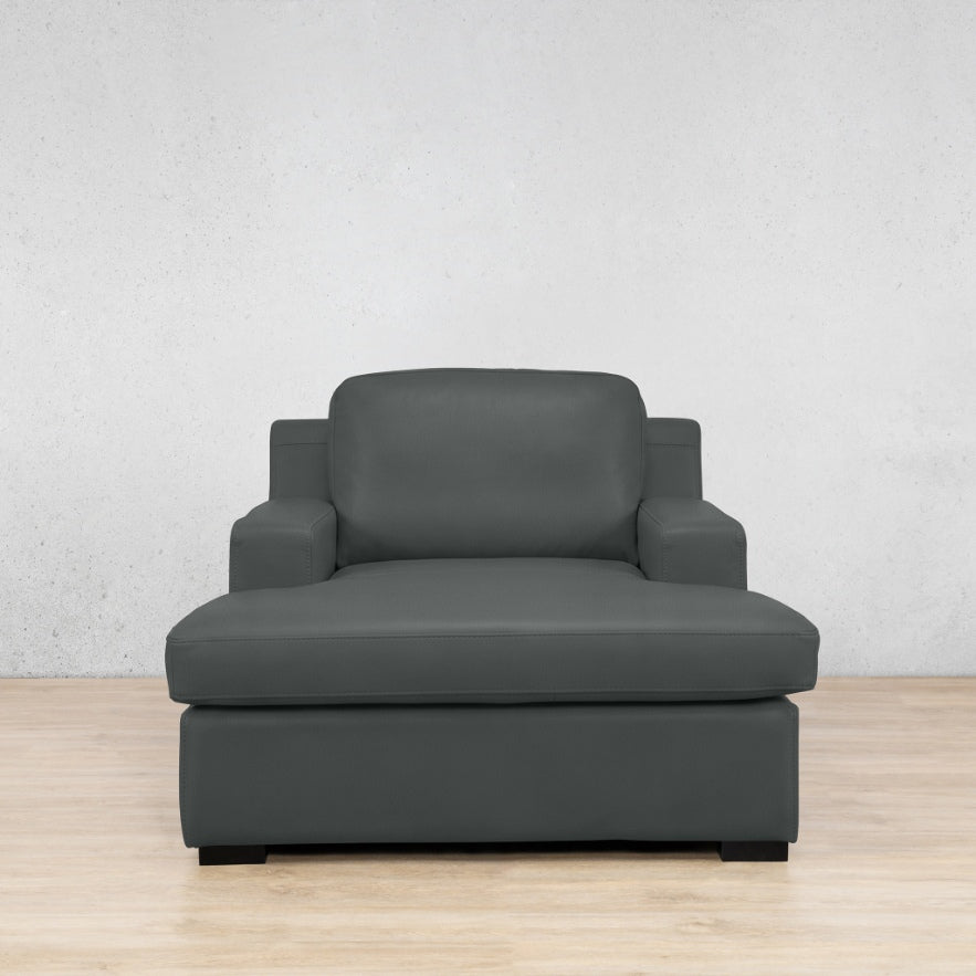 Rome Leather 2 Arm Chaise - Flux Grey - Leather Armchair