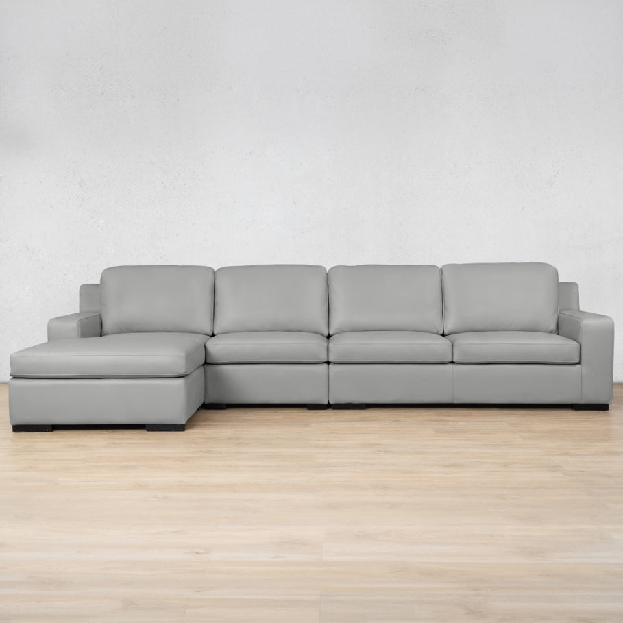 Rome Leather Sofa Chaise Modular Sectional - LHF Leather Sectional Leather Gallery Manatee Grey