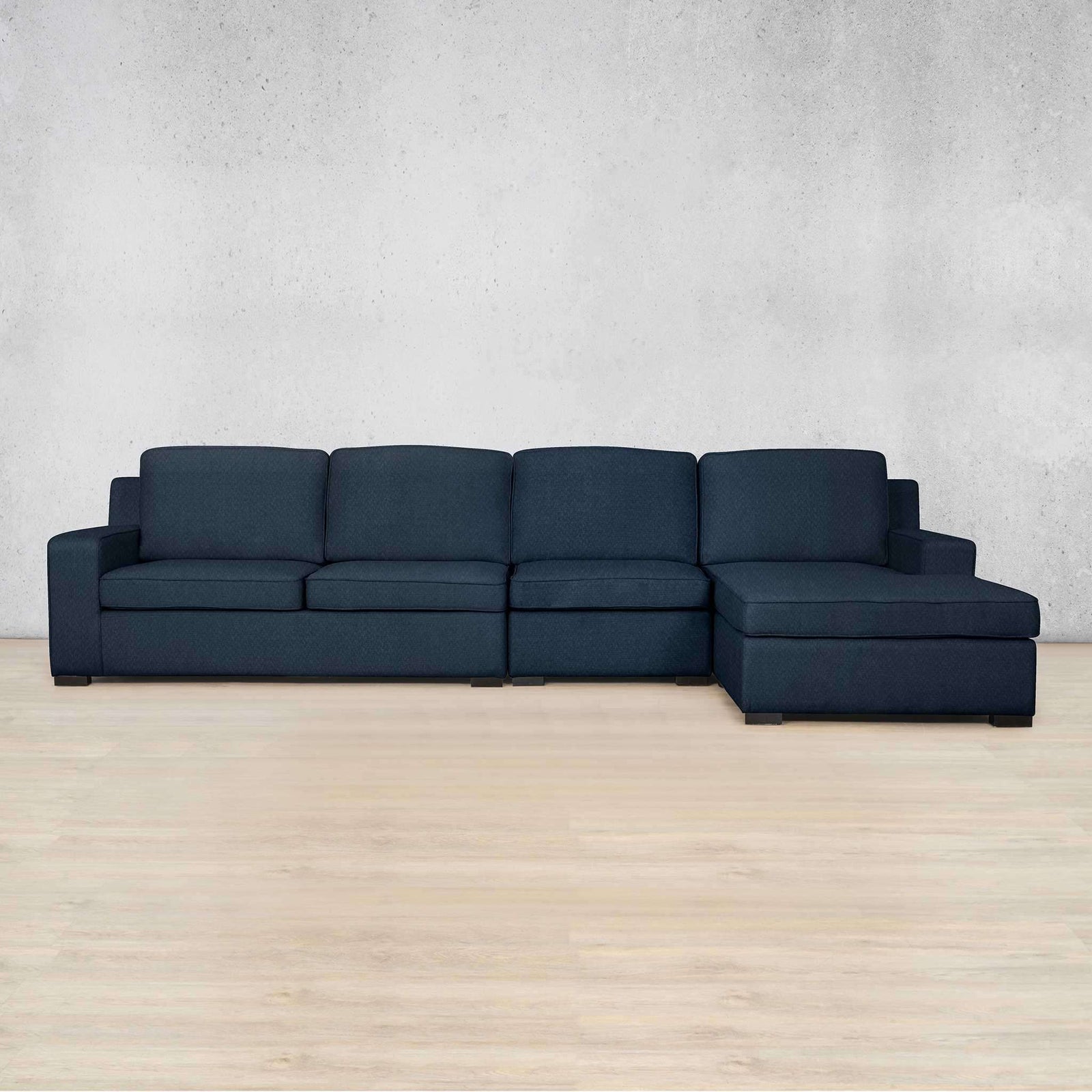 Rome Fabric Sofa Chaise Modular Sectional - RHF Fabric Corner Suite Leather Gallery - Kenya Navy Blue