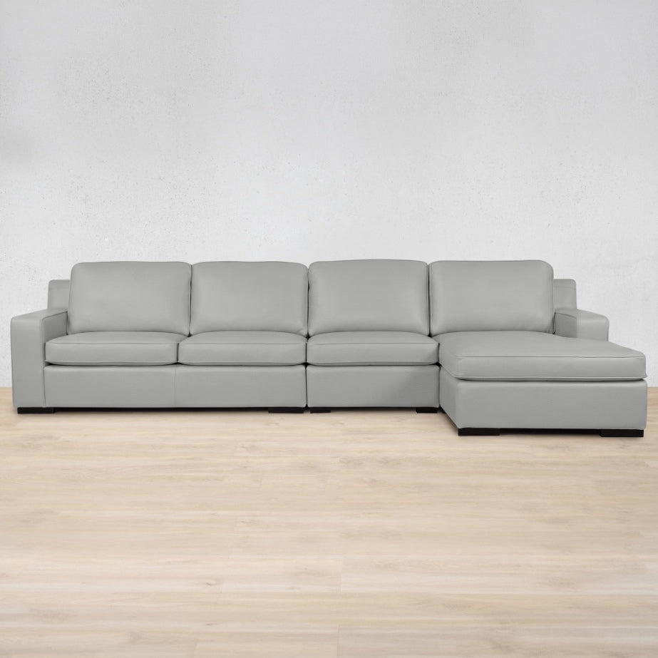Rome Leather Sofa Chaise Modular Sectional - RHF Leather Sectional Leather Gallery Manatee Grey