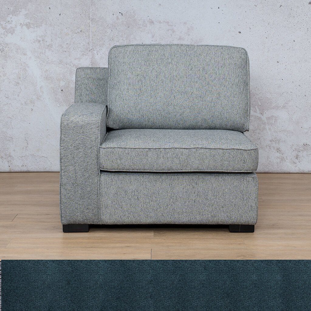 Arizona Fabric 1 Seater Right Arm Fabric Sofa Leather Gallery Air Force Blue WAREHOUSE COLLECTION - PINETOWN OR NORTHRIDING Full Foam