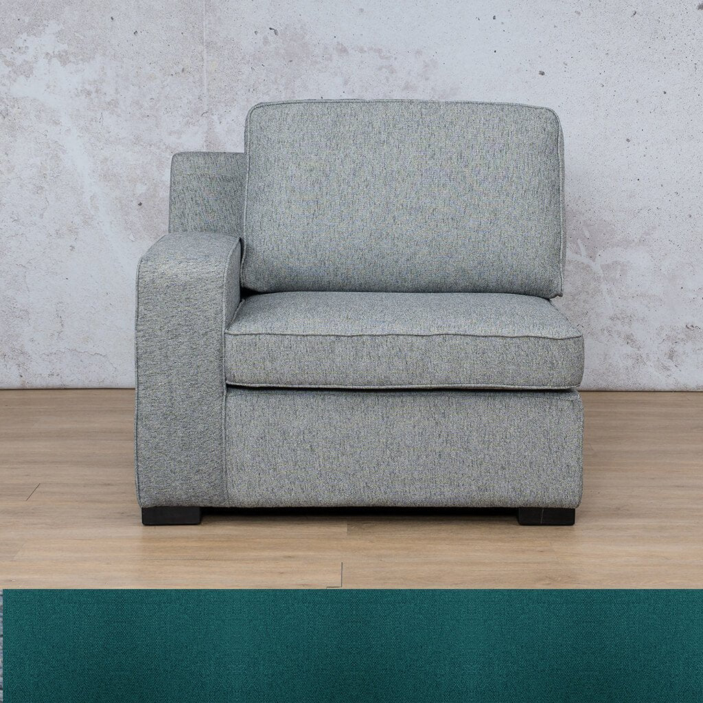 Arizona Fabric 1 Seater Right Arm Fabric Sofa Leather Gallery Turquoise WAREHOUSE COLLECTION - PINETOWN OR NORTHRIDING Full Foam