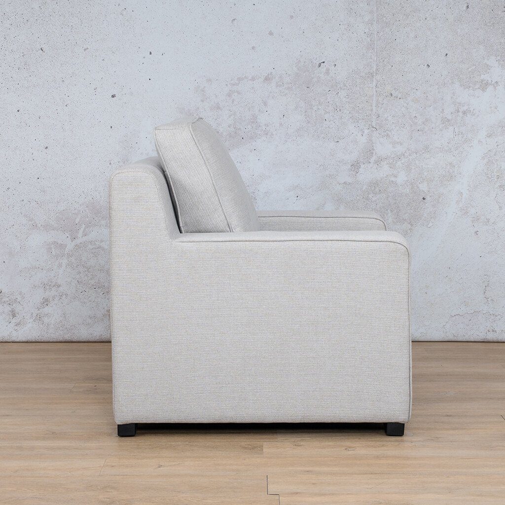 Side view of Rome Fabric 1 Seater Sofa - oyster | Small couch, single couch, fabric couches