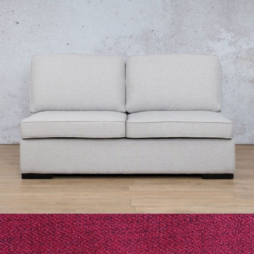 Rome Fabric Armless 2 Seater Fabric Sofa Leather Gallery Deep Cherry
