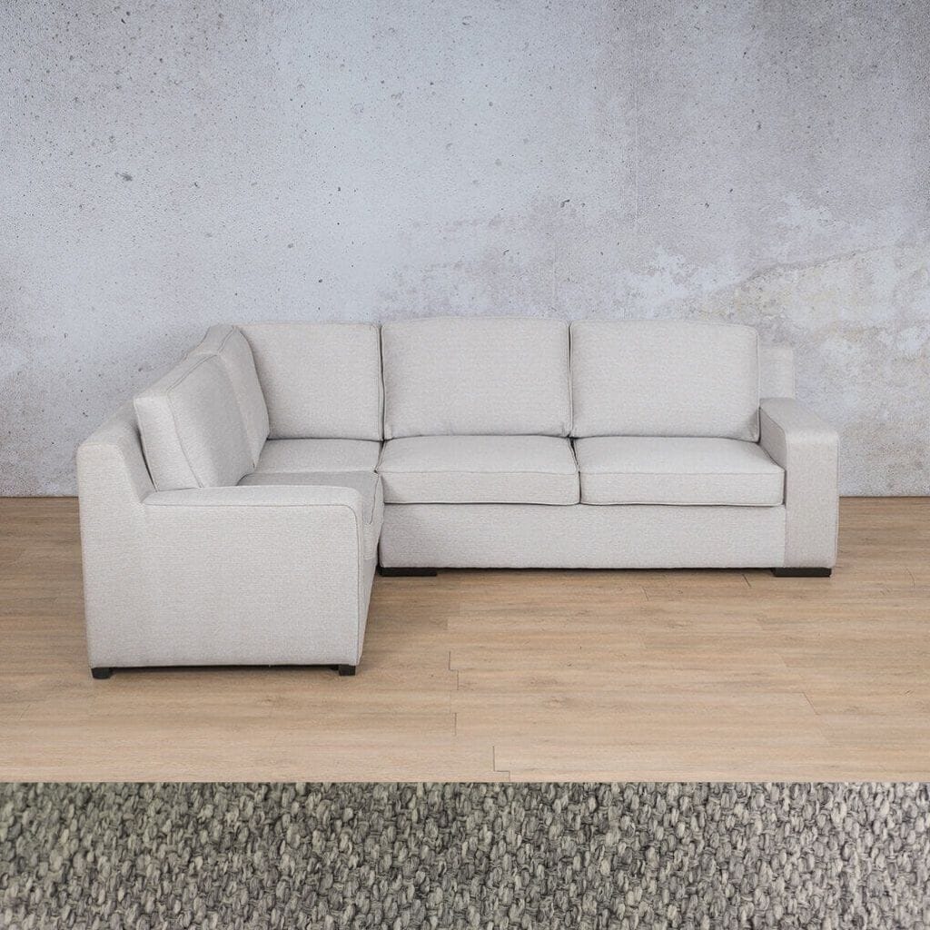 Rome Fabric L-Sectional 4 Seater LHF Fabric Corner Suite Leather Gallery Kenya Grey