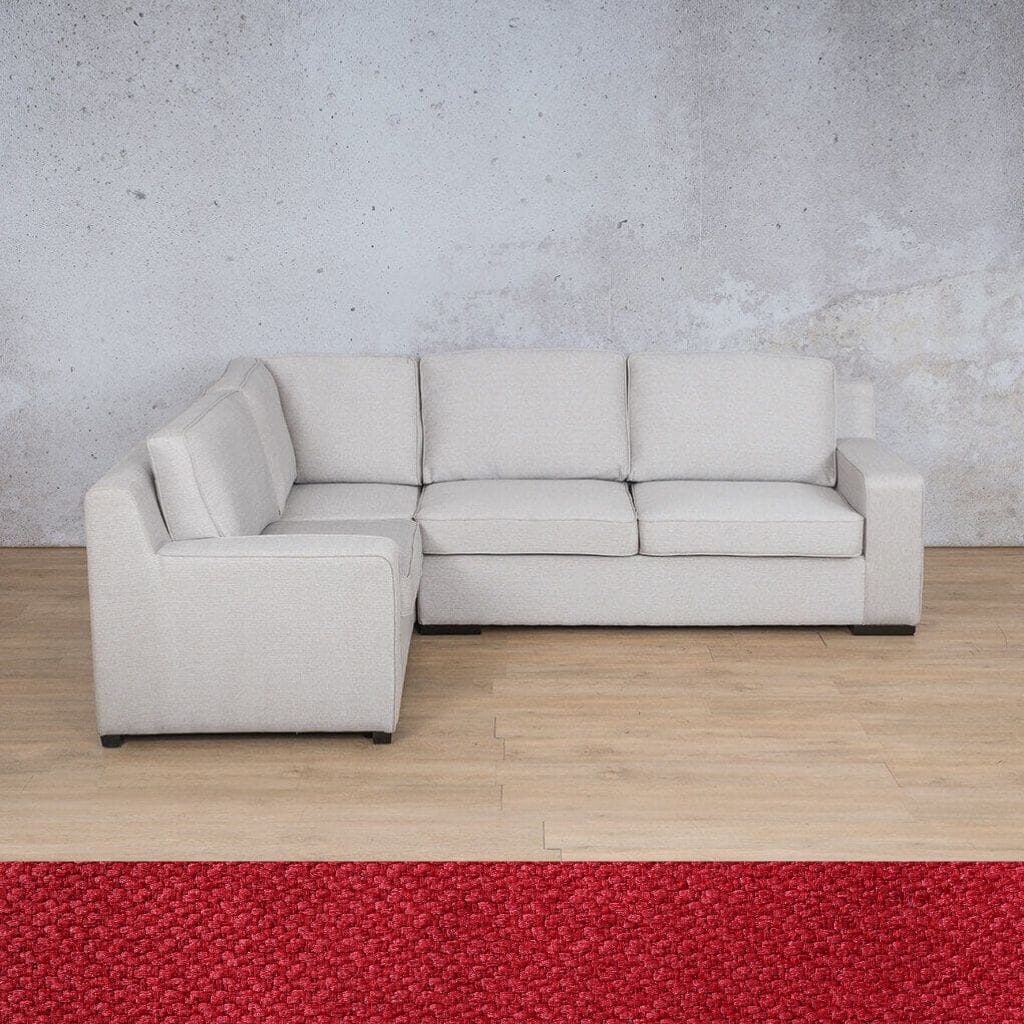 Rome Fabric L-Sectional 4 Seater LHF Fabric Corner Suite Leather Gallery Kenya Red