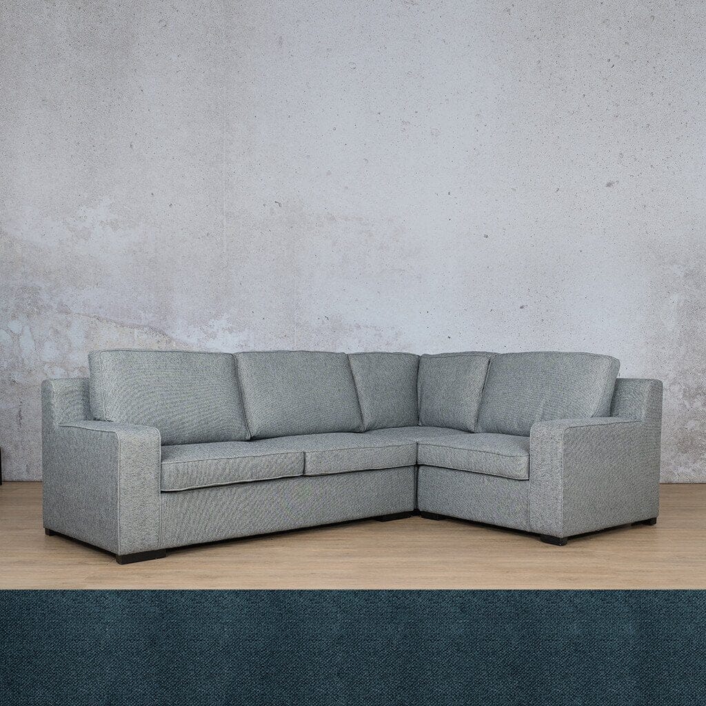 Rome Fabric L-Sectional 4 Seater - RHF Fabric Corner Suite Leather Gallery Air Force Blue