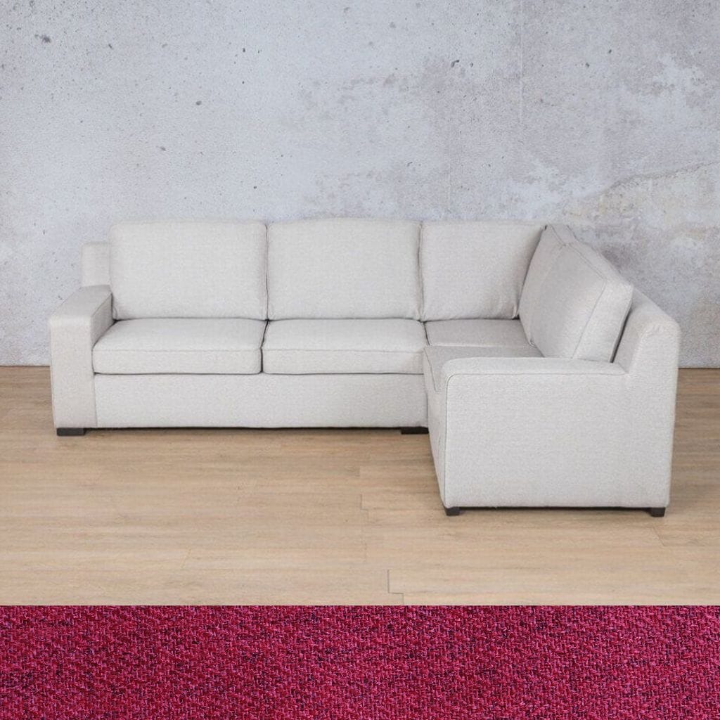 Rome Fabric L-Sectional 4 Seater - RHF Fabric Corner Suite Leather Gallery Deep Cherry