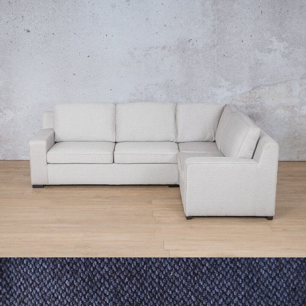 Rome Fabric L-Sectional 4 Seater - RHF Fabric Corner Suite Leather Gallery Kenya Navy Blue