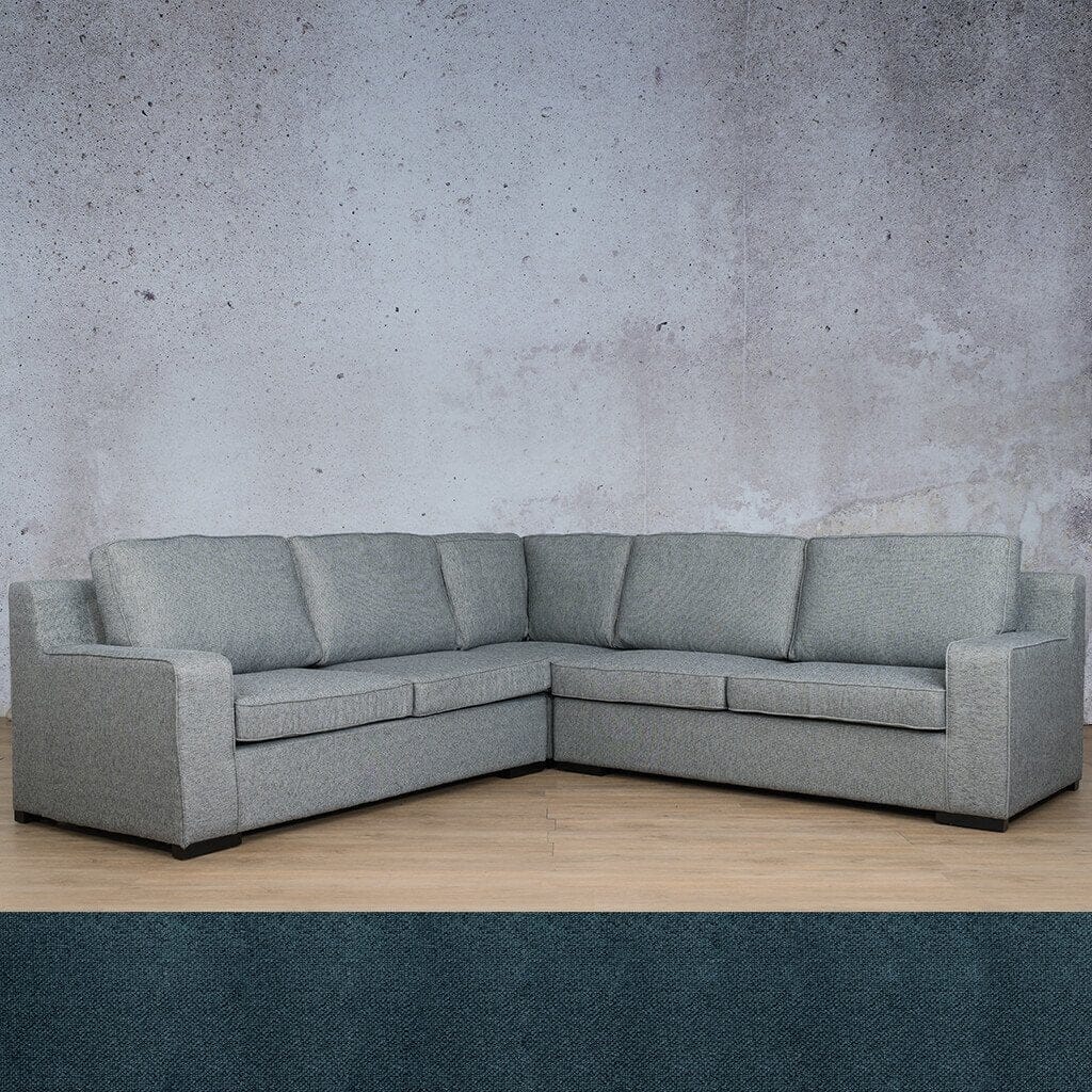 Rome Fabric L-Sectional 5 Seater Fabric Corner Suite Leather Gallery Air Force Blue