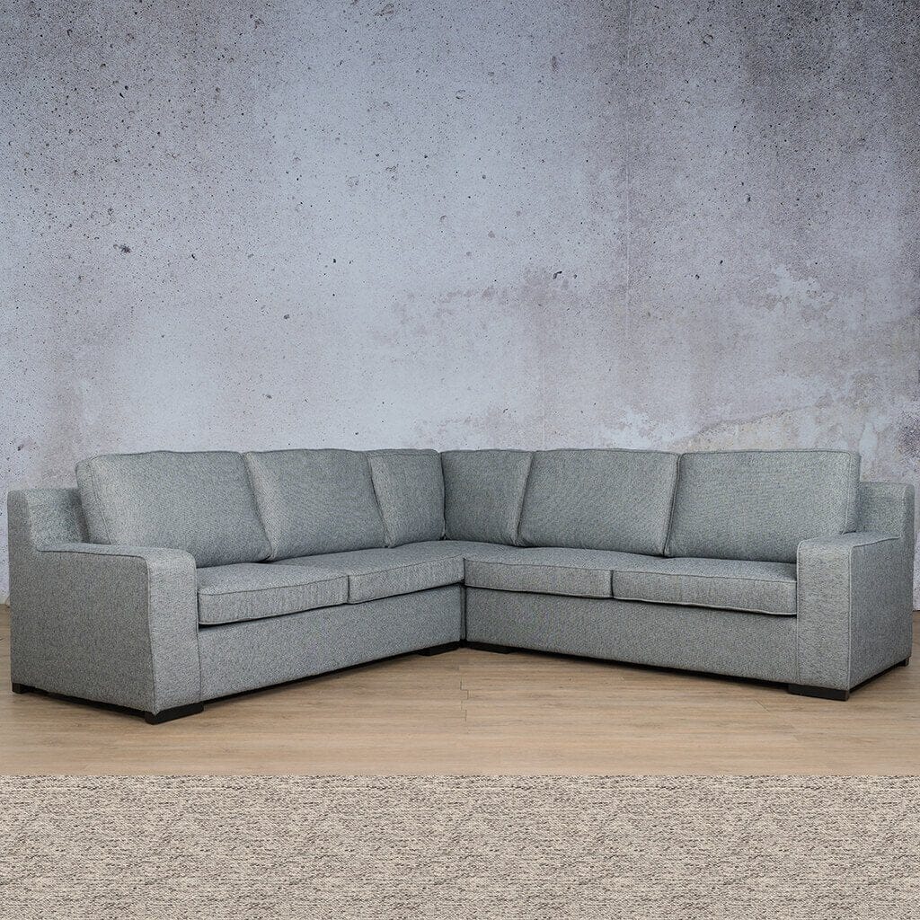 Rome Fabric L-Sectional 5 Seater Fabric Corner Suite Leather Gallery Pebble