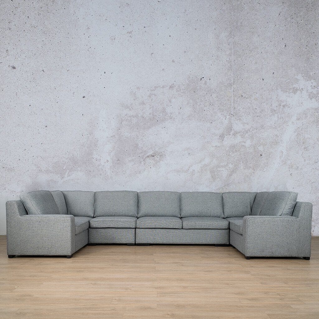 Rome Fabric Modular U-Sofa Sectional Fabric Corner Suite Leather Gallery Silver Charm