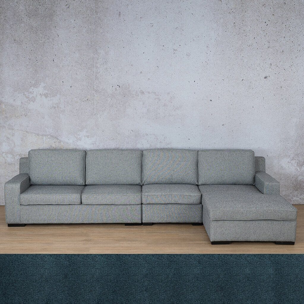 Rome Fabric Sofa Chaise Modular Sectional - RHF Fabric Corner Suite Leather Gallery Air Force Blue