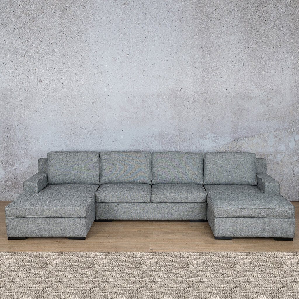 Rome Fabric Sofa U-Chaise Sectional Fabric Corner Suite Leather Gallery Pebble