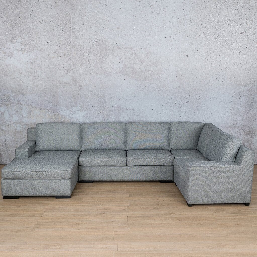 Rome Fabric U-Sofa Chaise Sectional- LHF Fabric Corner Suite Leather Gallery Adriatic Navy