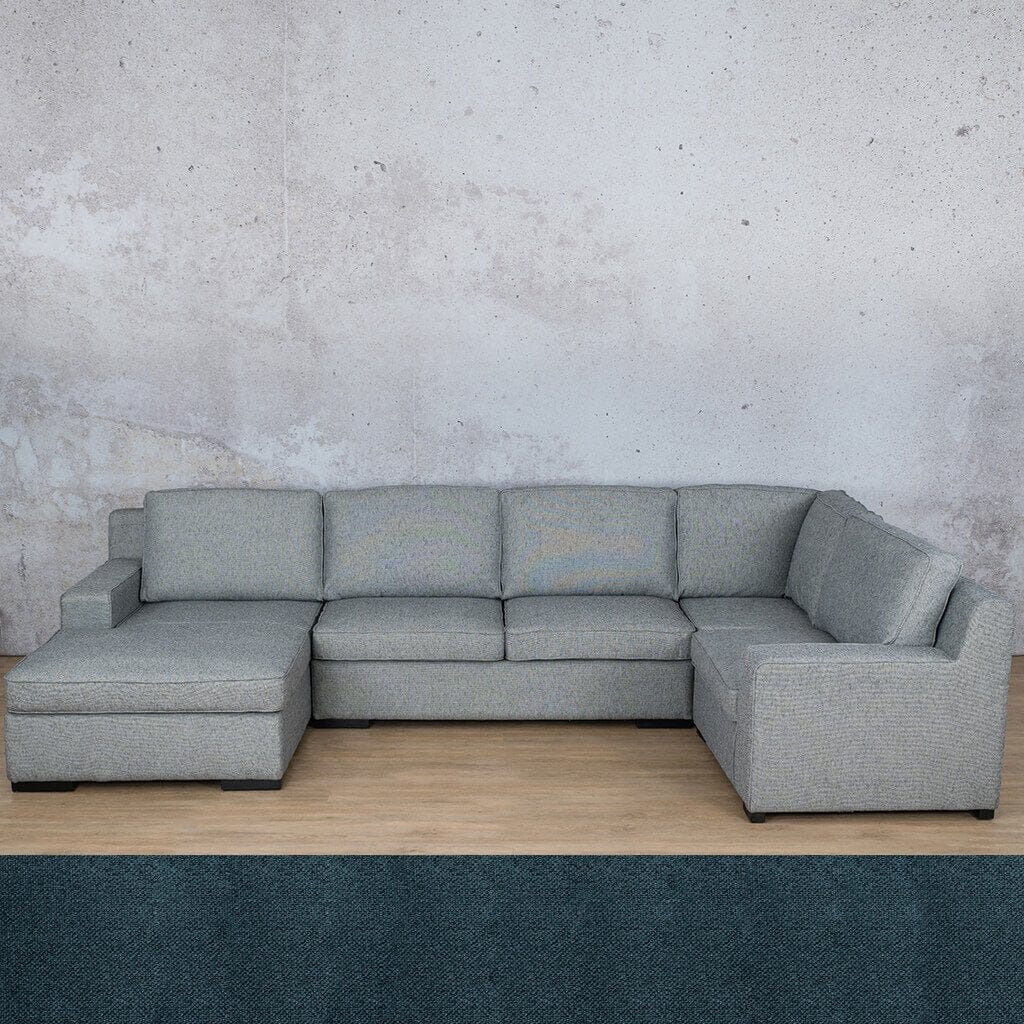 Rome Fabric U-Sofa Chaise Sectional- LHF Fabric Corner Suite Leather Gallery Air Force Blue