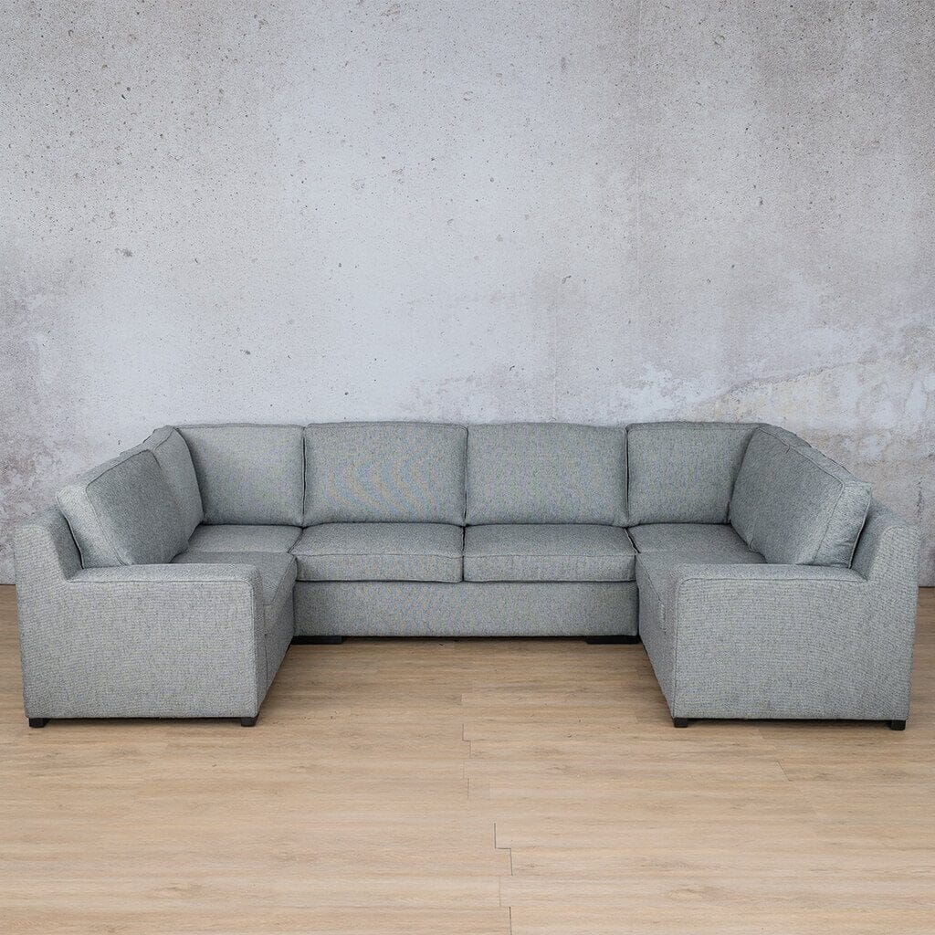 Rome Fabric U-Sofa Sectional Fabric Corner Suite Leather Gallery Adriatic Navy