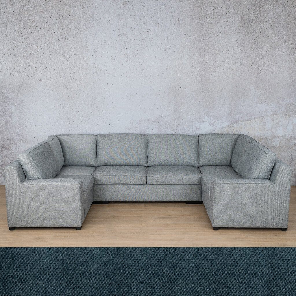 Rome Fabric U-Sofa Sectional Fabric Corner Suite Leather Gallery Air Force Blue