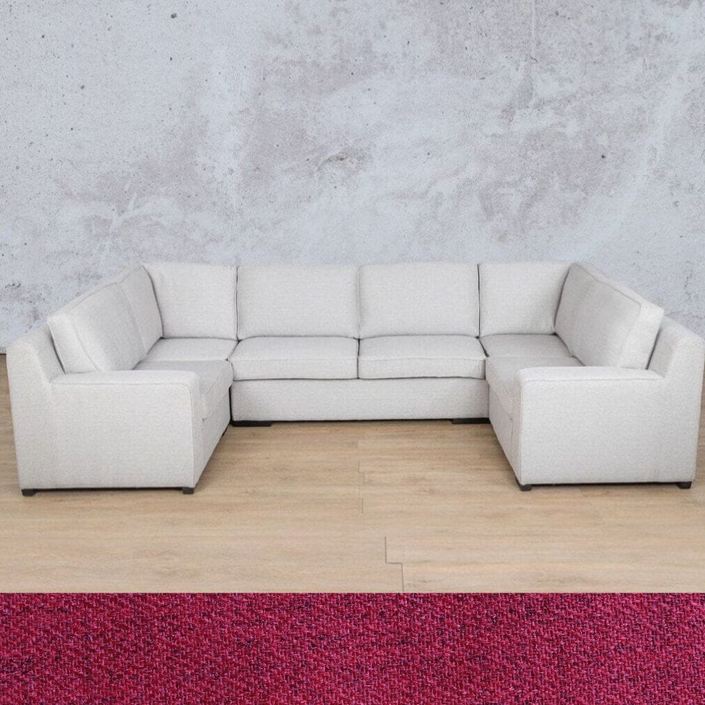 Rome Fabric U-Sofa Sectional Fabric Corner Suite Leather Gallery Deep Cherry