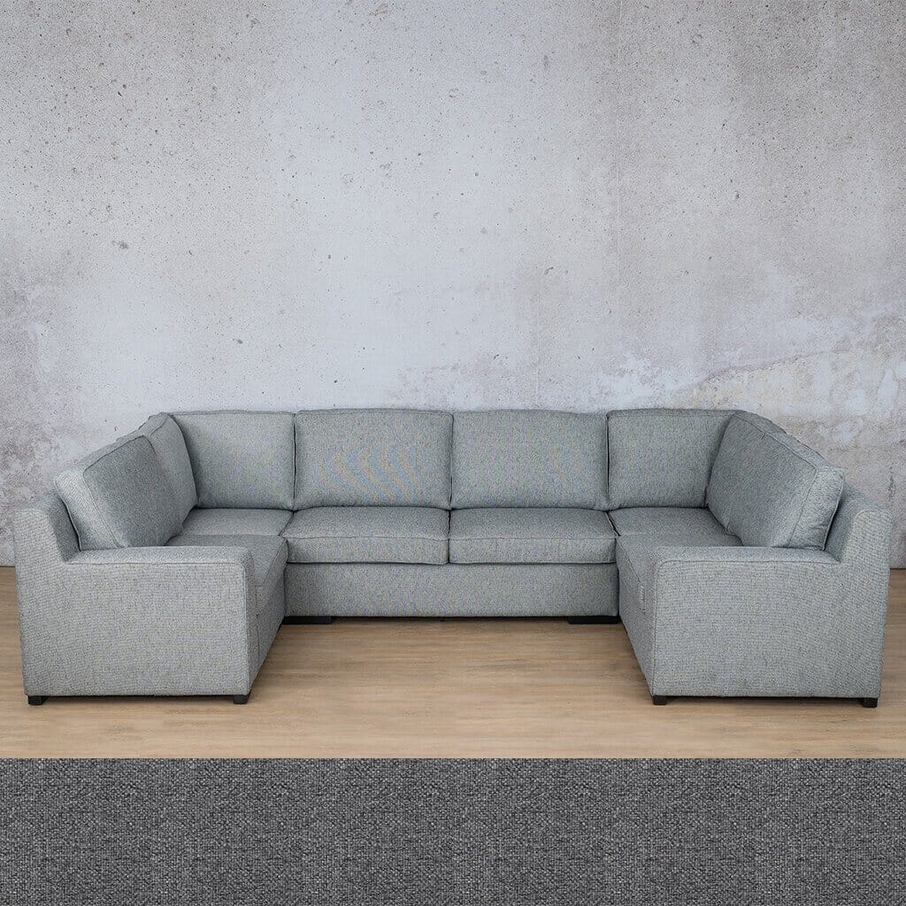 Rome Fabric U-Sofa Sectional Fabric Corner Suite Leather Gallery Silver Charm