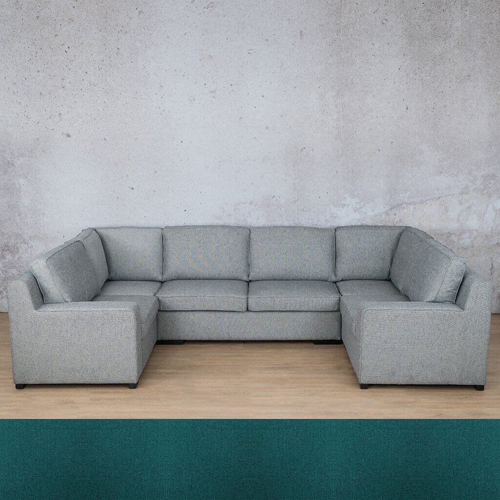 Rome Fabric U-Sofa Sectional Fabric Corner Suite Leather Gallery Turquoise
