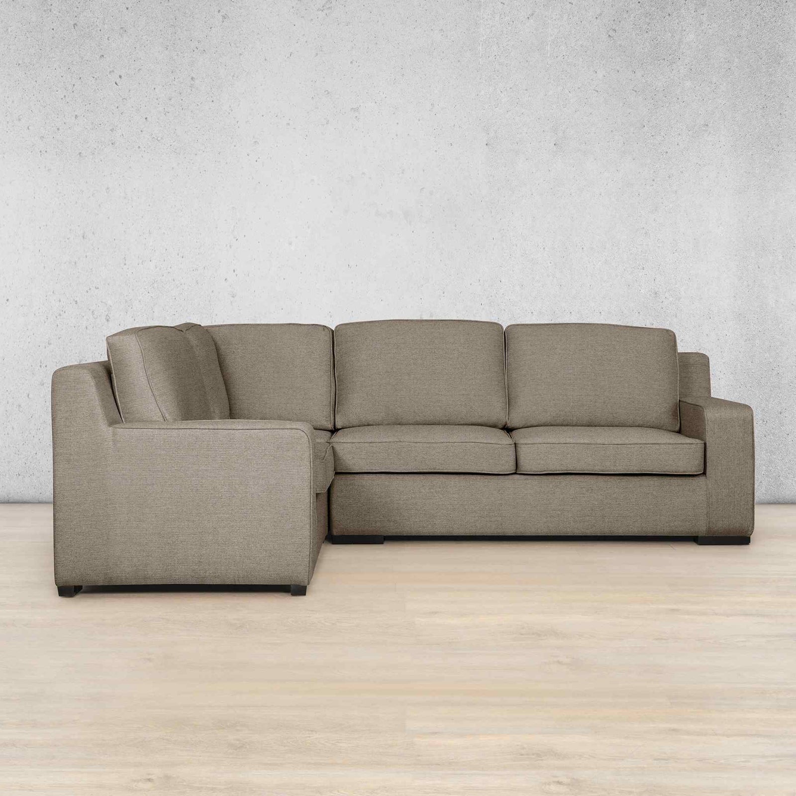 Rome Fabric L-Sectional 4 Seater - LHF Fabric Corner Suite Leather Gallery Ivory Sand