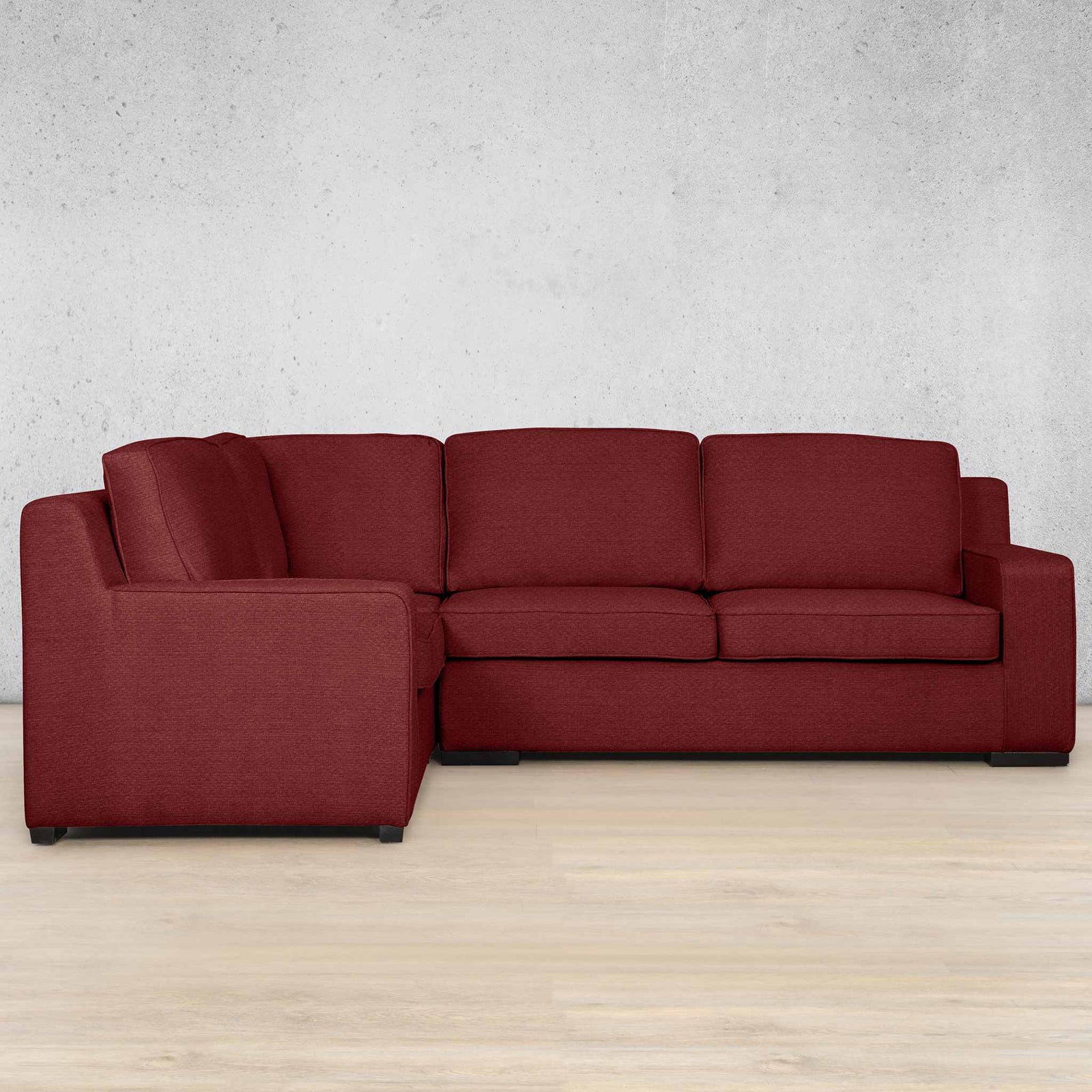 Rome Fabric L-Sectional 4 Seater - LHF Fabric Corner Suite Leather Gallery Kenya Red