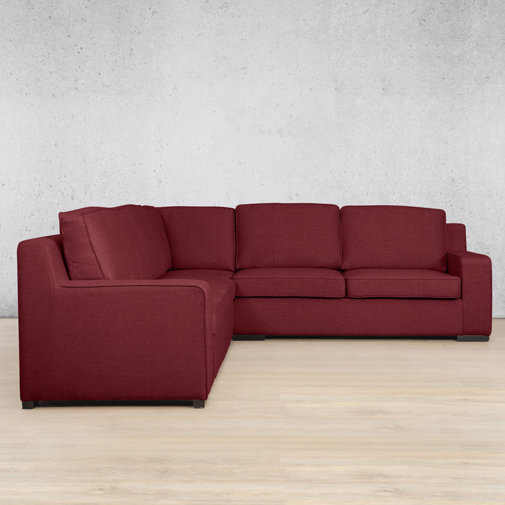Rome Fabric L-Sectional 5 Seater Fabric Corner Suite Leather Gallery Deep Cherry