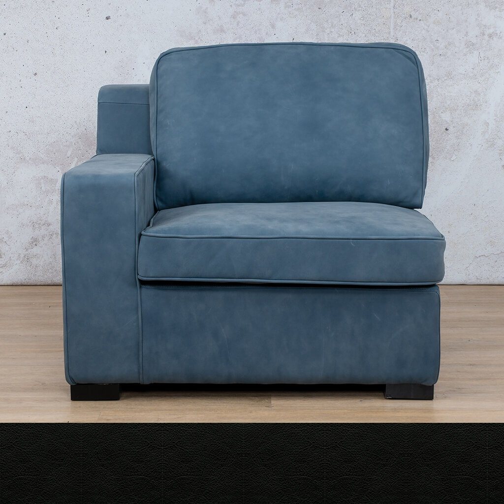 Arizona Leather 1 Seater Right Arm Leather Gallery Czar Black WAREHOUSE COLLECTION - PINETOWN OR NORTHRIDING Full Foam