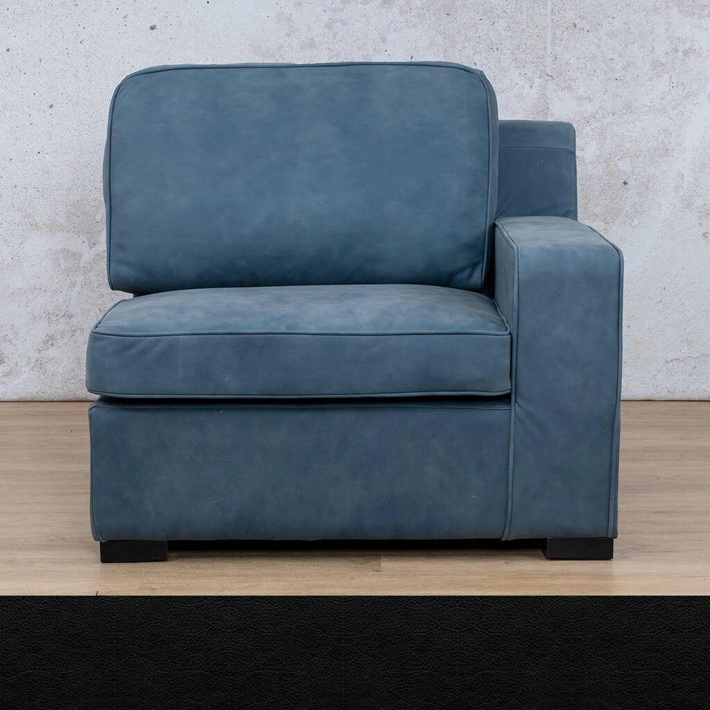 Arizona Leather 1 Seater Left Arm Leather Gallery Czar Black WAREHOUSE COLLECTION - PINETOWN OR NORTHRIDING Full Foam