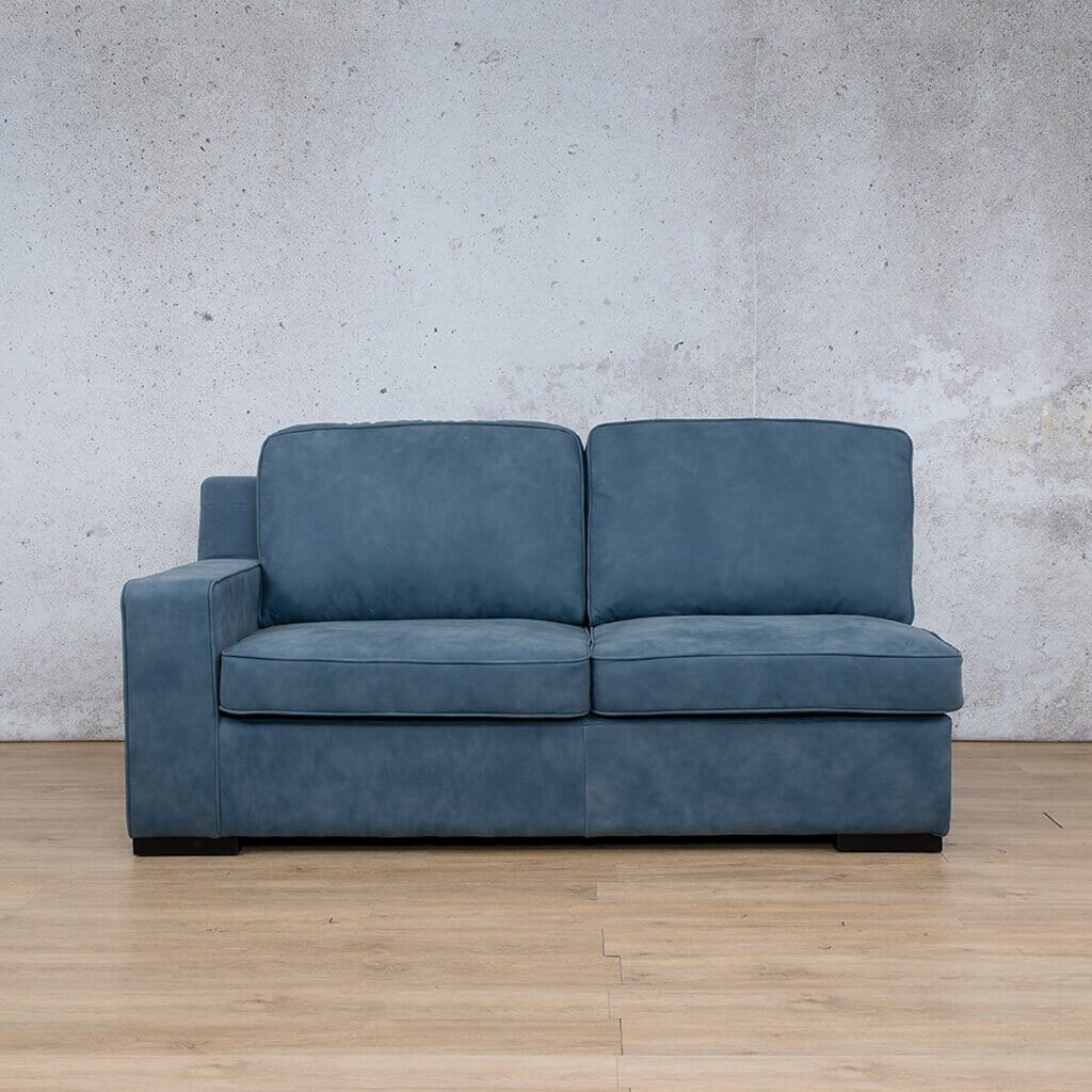 Rome Leather 2 Seater LHF Leather Sofa Leather Gallery Flux Blue Full Foam